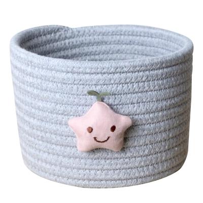 China Ready Stock Mini Cotton Rope Storage Basket Eco-Friendly Durable Storage Basket With 3D Animal for sale