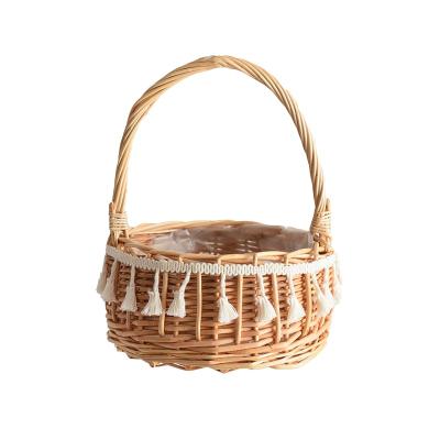 China New Arrival Handmade Vegetable Plankton Wicker Basket Plant Flower Bamboo Decorative Basket With Waterproof Lining for sale