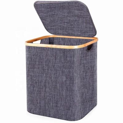 China Eco-friendly Durable Natural Waterproof Bamboo Laundry Basket Laundry Hamper with Lid for Clothes Storage and Bedroom for sale