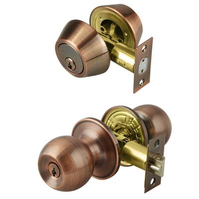 China Hardware Entry Knob Lock Deadbolt Lock Door Combination Deadbolt Tubular Knob Double Entry Combination Cylinder Lockset for sale