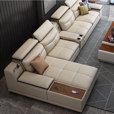 China Wholesale Modular L Shape Leather Sofa With USB Corner Sofa Set 7 Seater Sectional Couch With Charging Living Room Sofa Bed for sale