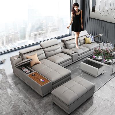 China Genuine Leather Sectional Living Room Sofa Set Modern Luxury Leather Sofa Set Furniture Leather Modular Bedroom Set for sale