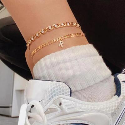 China Free Anklet A - Z Letter Jewelry FASHIONABLE Minimalist Bling Crystal Rhinestone Anklets Tarnish Anklets for sale