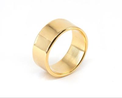 China 2021 New Arrival TRENDY Gold Design Stainless Steel Wide Cigar Band Ring Jewelry 14K Ring For Women Men for sale