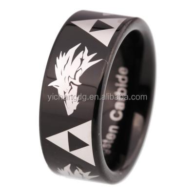 China Legend of Zelda Wolf Tungsten Ring Stainless Steel and Triforce Black Pipe, Wholesale Tungsten Ring for sale