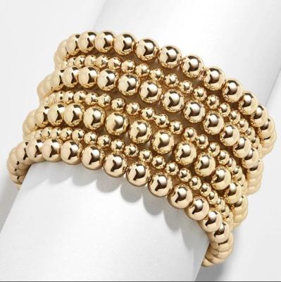 China TRENDY Fashion Women Gold Beaded Bracelet Metal Beaded Layering Bracelet Stacking Bracelet Daily Jewelry for sale