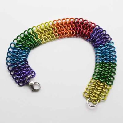 China Stainless Steel Pride Rainbow Lover Bracelet Cheerful Bracelet Wide Multicolor FASHIONABLE Chainmail Bangle for sale