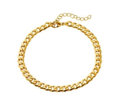 China CLASSIC Design Fashion Jewelry Stainless Steel Gold Plated Cuban Link Anklet Chain For Women Men Gift for sale