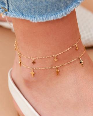 China Wholesale Tasty Gold Plated Beach Charm Jewelry Star Anklet Stainless Steel Foot Jewelry Ankle Chain For Women Gift for sale