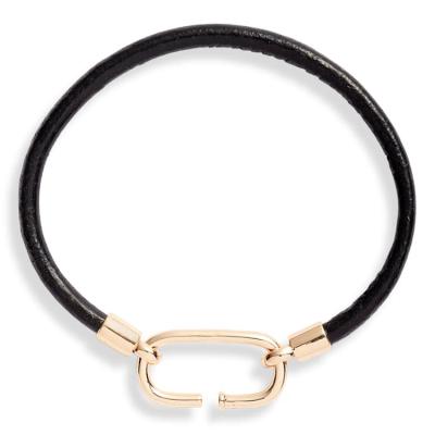 China Minimalist Stainless Steel Fashion Design Jewelry Gold Plated Stainless Steel Leather Bracelet For Women for sale