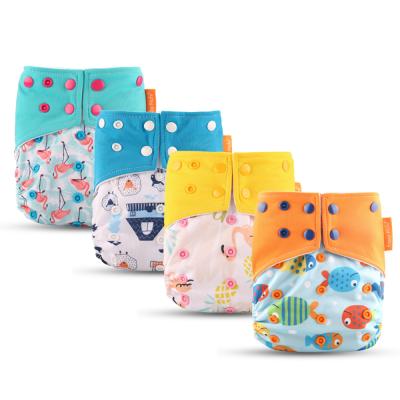 China Baby Cloth Printed Diapers Waterproof And Side Leak Proof Washable Diaper Pants for sale