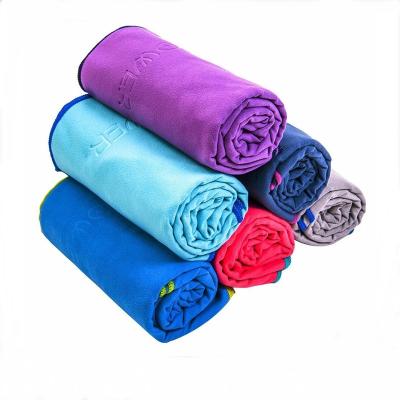 China Child Safe Services Wholesale Logo Packing Custom Super Dry With Mesh Bag Universal With Button Elastics Microfiber Sport Fitness Towel for sale