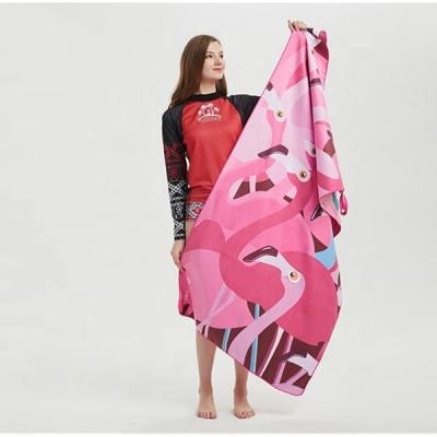 China Compressed Custom Sublimation Printed Outdoor Microfiber Travel Beach Towel for sale