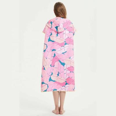 China Wholesale QUICK DRY microfiber printed poncho hooded beach towel for adults for sale