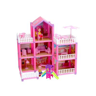 China DIY VILLA HOUSE 162 Pieces Doll House Building Figure Toys Kit Including 2 Dolls, Furniture, 7 Rooms and Doll Accessories for Girls Pretend Play for sale