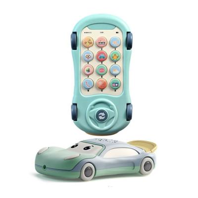 China Kid Inflatable Light and Music Soft Rubber Kids Learning English Cartoon Car Early Education Projection Mobile Phone Baby Toy for sale