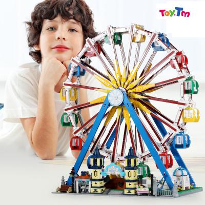 China Mini Eco-friendly Material Amusement Park Street View Ferris Wheel Building Blocks Bricks Sets Educational Toys For Children for sale