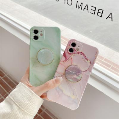 China Creative Marble TPU Phone Case Sublimation Phone Cover With Phone Holder For iPhone 12 for sale