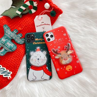 China High Quality Shockproof Liquid Cell Phone Case Christmas Snowman And Deer Phone Cover For iPhone 12 Pro Max for sale