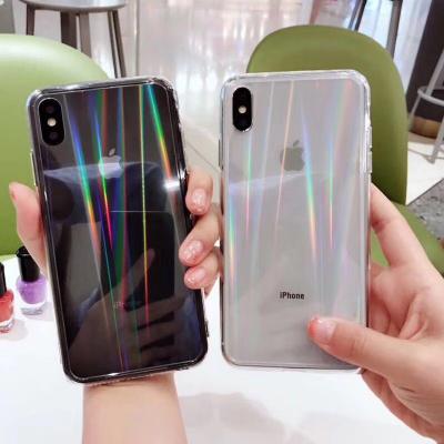 China Full Body Shockproof Soft Acrylic Holographic Phone Case Rainbow Back Cover For iPhone 11 for sale