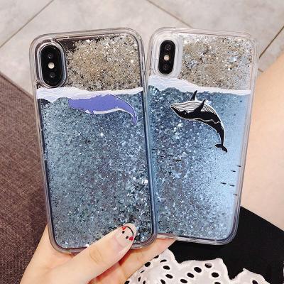 China Shockproof Liquid Sand Phone Case Bling Bling Glitter Dolphin Quicksand Mobile Phone Case For iPhone 11Pro Max for sale