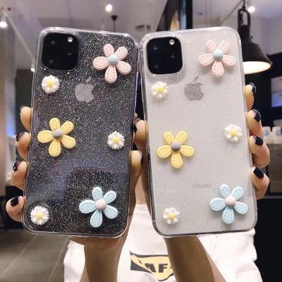 China New Arrival Colorful TPU Phone Case Glossy 3D Flower Cover For iPhone 12 for sale