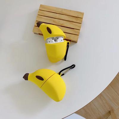 China Free Shipping Banana Banana Silicone Case Shockproof Cover For Apple AirPods Earphone With Hook for sale