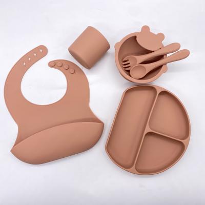 China Wholesale Bpa Free Baby Set Soft Feeding Spoon Bpa Free Silicone Baby Bib With Suction Bowl for sale