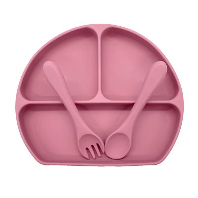 China BPA Free New Arrival Silicone Baby Dish With Split Spoon Set Silicone Baby Feeding Dining Dish for sale