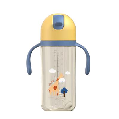 China BPA Free 360ML Toddler Water Bottles With Carry Handle And Strap Kids Straw Drinking Bottle BPA Free for sale