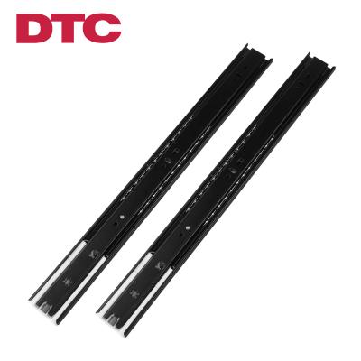 China Modern Three Section Double Track Guide Mute Spring Damping Slide DTC Furniture Drawer Track Cabinet Slide for sale