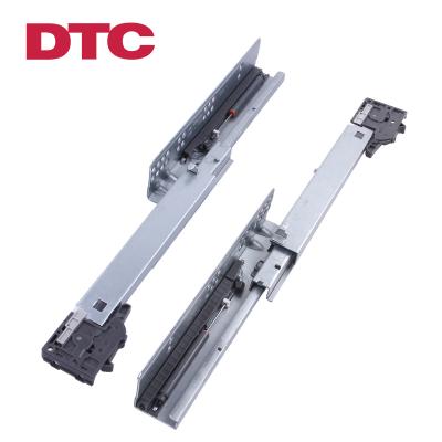 China Modern Concealed Damping Full Support Bottom Buffer Drawer Slide Rail DTC Hardware Three Section Pull-Out Track for sale