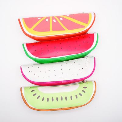 China Schools & Offices Fruit Watermelon Dragon Fruit Pu r Orange Pencil Case With Zipper Closure Large Capacity For All Ages for sale