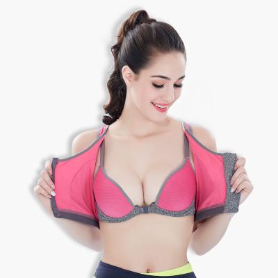 China Women Front-End Zipper Crop Top DDD Dual Density Antibacterial Cups Support Sports Bra Wireless Runner Back Invest Organic Yoga Wear for sale