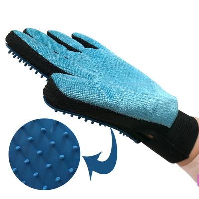 China Skin Care Glove 2 Pages Rubber + Microfiber Viable Side Remove Dog Cat Brush Massage Gloves Animal Hair for sale