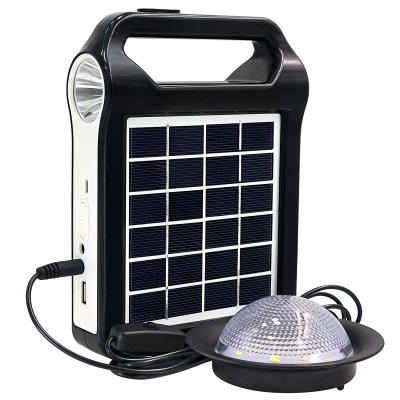 China ABS Plastic Solar Panel System Small MOQ With 2 Torch Lights And Inner Movable Power Bank for sale