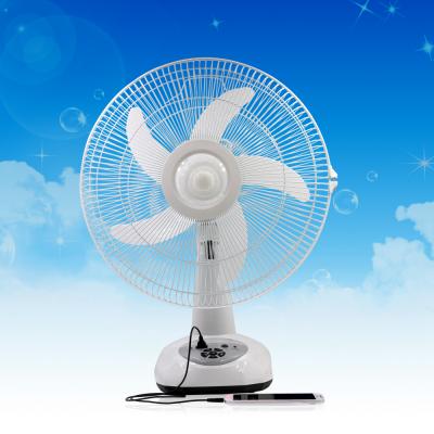 China High Quality 16 Inch Home Lighting/Camping Rechargeable Battery Light Fans With 6 Pieces LED Light Bright Fan For Home for sale