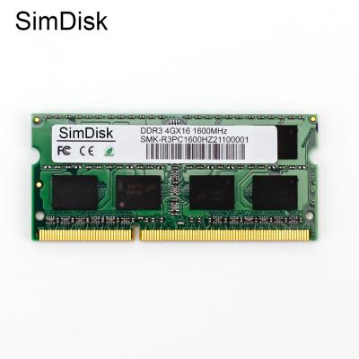 China DDR3-NB SimDisk Factory Direct Ram DDR3 1500HZ 4GB 8GB 16GB DDR3 Compatible With Laptops for sale