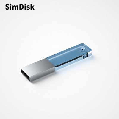 China Crystal USB Flash Drive SimDisk USB 128MB/2 For Wedding Gift Pendrive56MB/512MB/1GB/2GB/4GB/8GB/16GB/32GB/64GB Blue USB 2.0 Flash Drive for sale