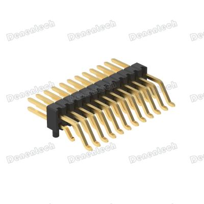 China Denentech 1.27mm Pin Header Dual Row Right Inner PCB Corner Peg SMT Connector for sale