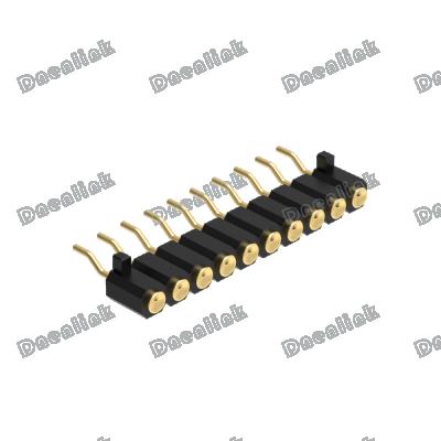 China PCB Pitch Row H4.0mm Single Concave Contact Header SMT Right Angle Female Type Dnenlink 2.54mm PogoPin Header With Pin for sale