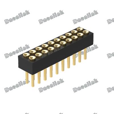 China PCB Dnenlink 1.27mm Pitch Row H2.0mm Straight Dual Flat Contact Header DIP PogoPin Female Header for sale