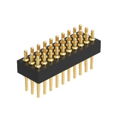 China Straight PCB Dnenlink Pitch Three Row H2.0mm DIP Male 1.27mm Pogo Pin Connector For PCB for sale