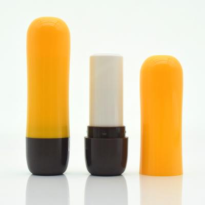 China Chubby Round 12.7mm High Quality Yellow Plastic Nature Lip Balm Lipstick Container Storage 3.5ml Cosmetic Packaging for sale