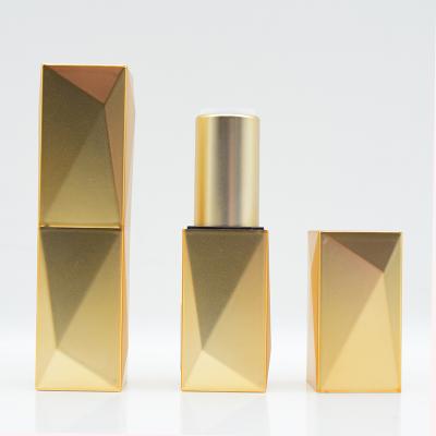 China High Quality Engraved Unique Square Metallic Portable Gold Lipstick Tubes Container Cup Size 12.7mm 12.1mm for sale