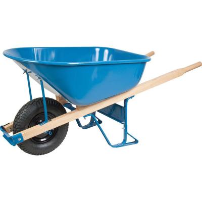 China Professional Condition Square Wood Handle Steel Wheelbarrow for sale