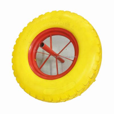 China Stronger metal PU foam rubber wheel for sale