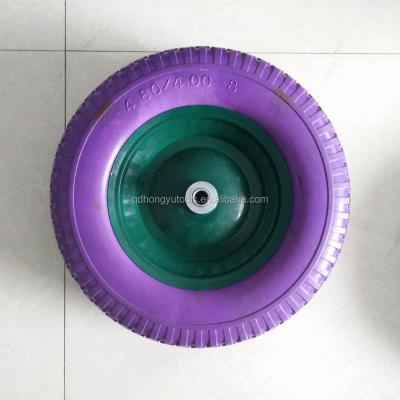 China Cheap Colored Building Material Stores PU 16inch 4.00-8 Foam Tire Wheel For Wheelbarrow for sale