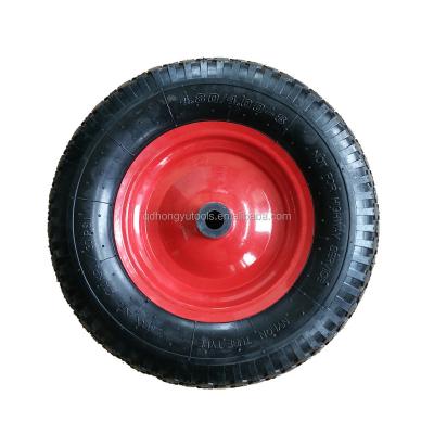 China 4.00-8 Pneumatic Inflatable Rubber Wheel Rubber Wheel With Metal Rim for sale