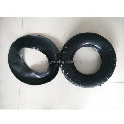 China Inner tube 4.80 4.00-8 wheelbarrow rubber wheel rubber wheel pneumatic metal wheel rubber tire in poly bag CN; SHN HONGYU Black for sale